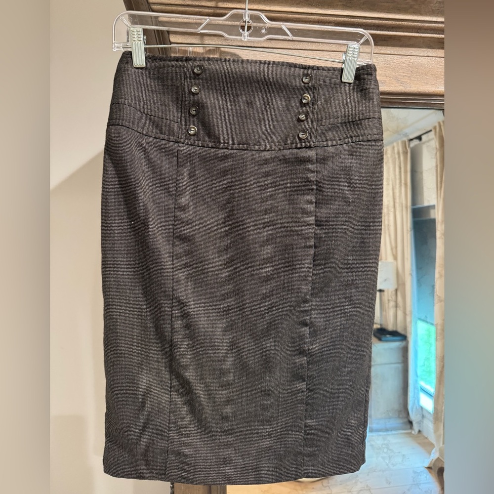 I.N. San Francisco Gray Midi Pencil Skirt for Work